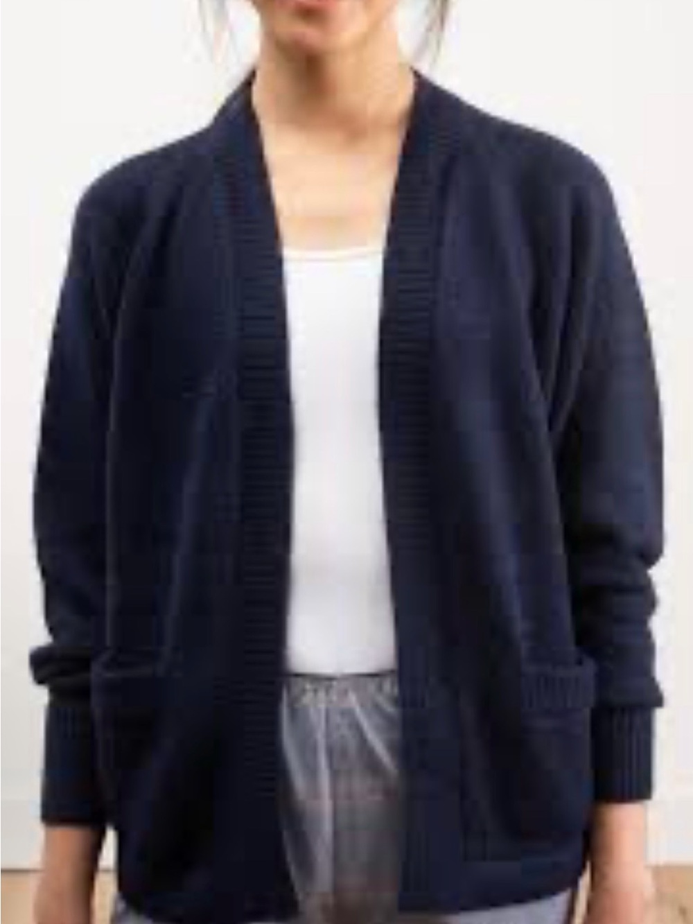 Isabel Marant Gabston Dark Midnight Navy Open-Front Alpaca, Wool, Linen
